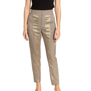 Paradyz Couture Gold Beige Crinkle Accent Stripe Pant Size 12